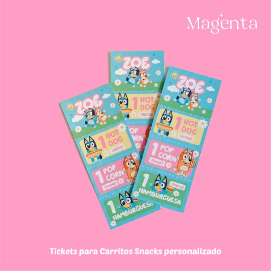 Tickets para carritos de snaks – empaque personalizado 1